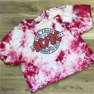 AC/DC TyeDye Crop Tee 2XL Upcycled